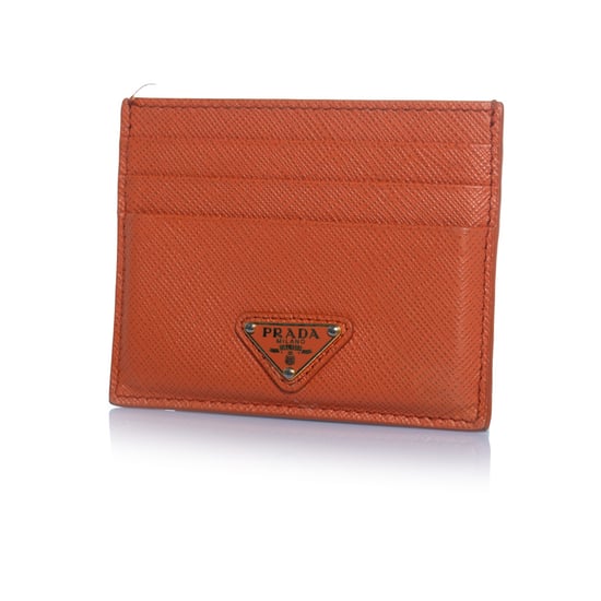 Prada Kartenetui aus Saffiano-Leder in Orange - Image 1