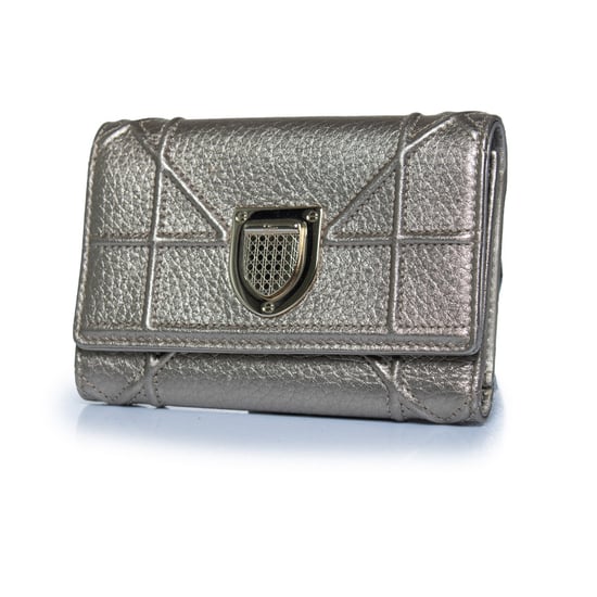 Dior, Goldfarbene Diorama-Geldbörse aus Leder, dreifach faltbar - Image 1