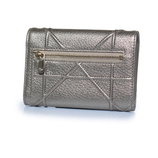 Dior, Goldfarbene Diorama-Geldbörse aus Leder, dreifach faltbar - Image 2