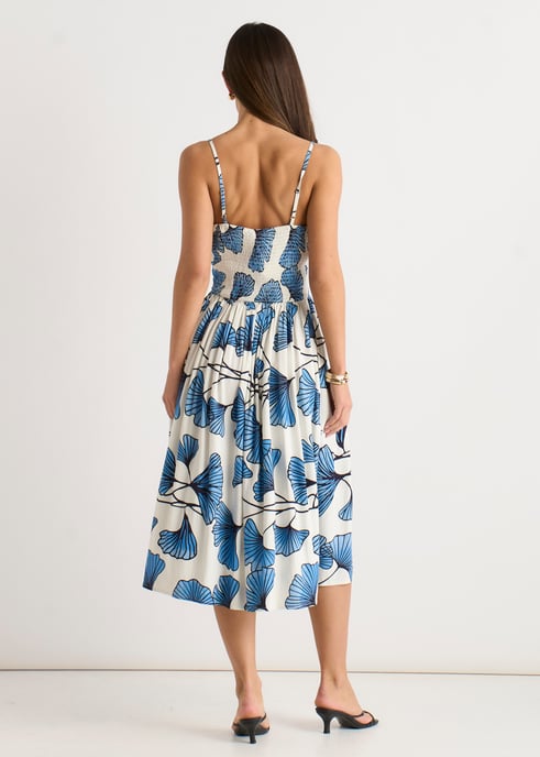 Blaues Cami-Kleid aus Leinenmischung mit Blumenmuster - Image 4