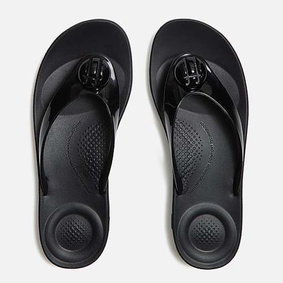 FitFlop Iqushion Glänzender Knopf Damen Schwarz Flip-Flops - Image 2