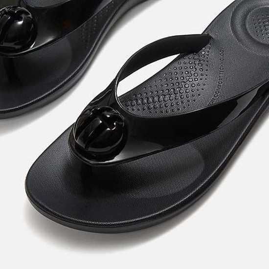 FitFlop Iqushion Glänzender Knopf Damen Schwarz Flip-Flops - Image 3