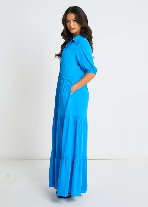 Maxikleid im Skater-Stil mit blauen Knöpfen - Image 3