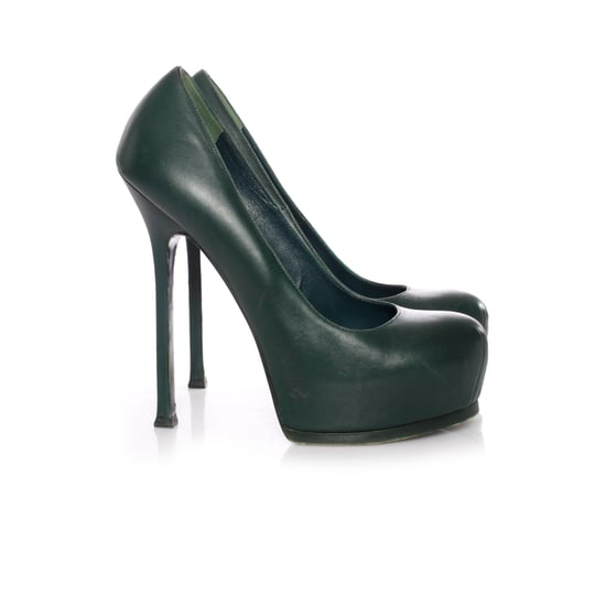 Yves Saint Laurent, grüne Tribtoo Plateau-Pumps aus Leder. - Image 5