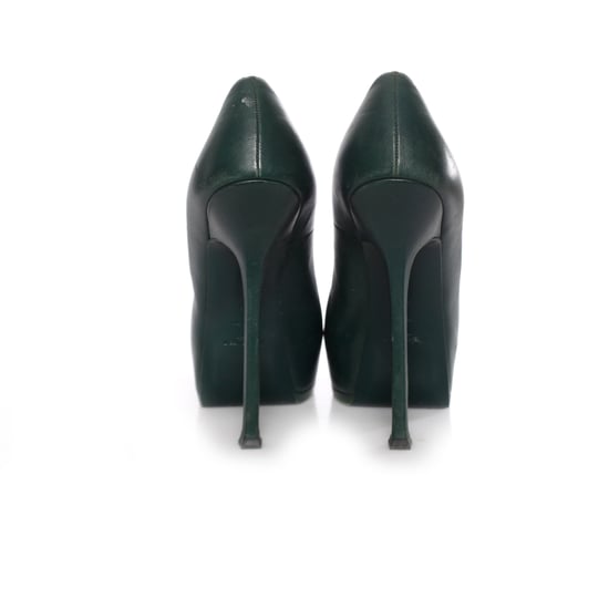 Yves Saint Laurent, grüne Tribtoo Plateau-Pumps aus Leder. - Image 6