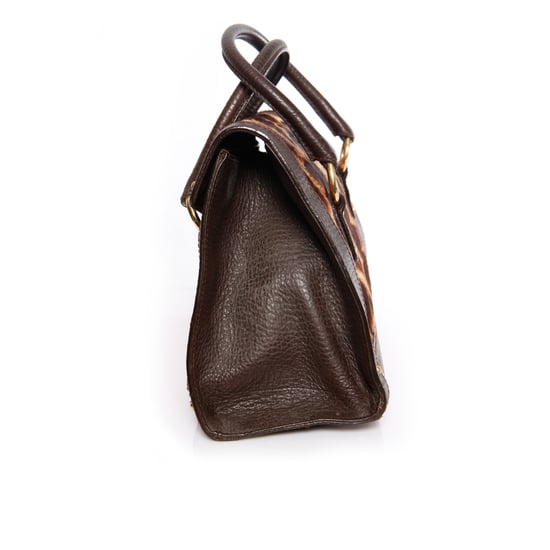 Dolce & Gabbana, Handtasche aus braunem Leder mit Giraffenmuster aus Kalbsfell. - Image 4