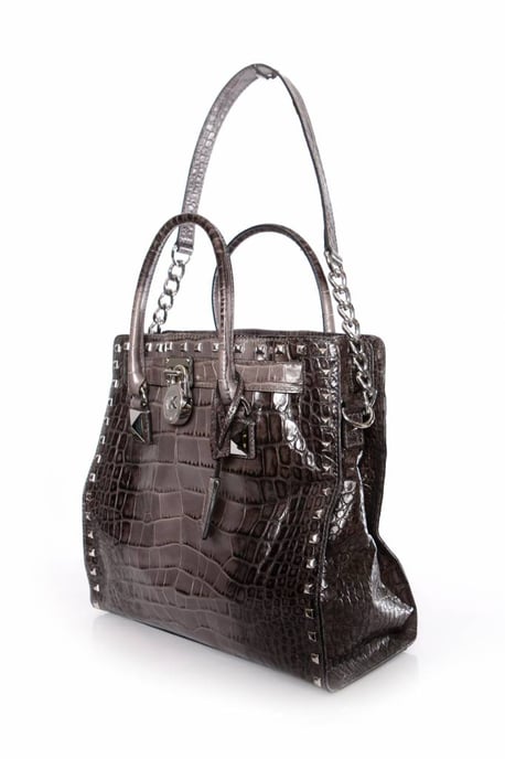 Michael Kors, graue Hamilton-Tasche mit Krokodilprägung und silberfarbenen Beschlägen. - Image 2