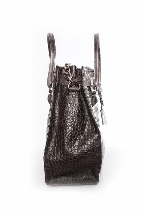 Michael Kors, graue Hamilton-Tasche mit Krokodilprägung und silberfarbenen Beschlägen. - Image 3