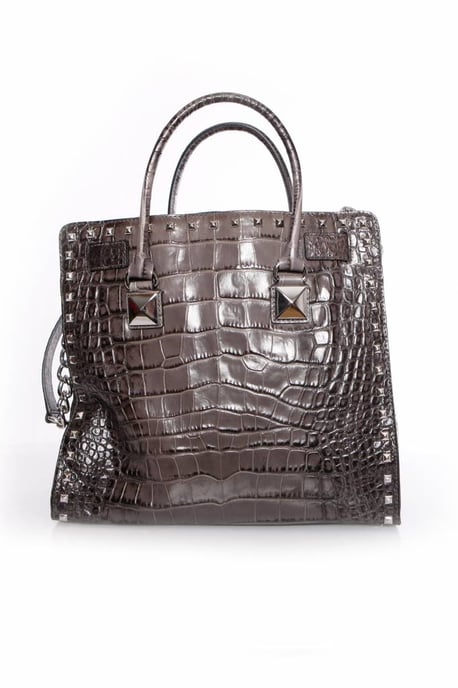 Michael Kors, graue Hamilton-Tasche mit Krokodilprägung und silberfarbenen Beschlägen. - Image 4