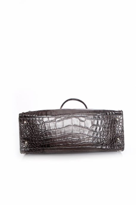 Michael Kors, graue Hamilton-Tasche mit Krokodilprägung und silberfarbenen Beschlägen. - Image 5