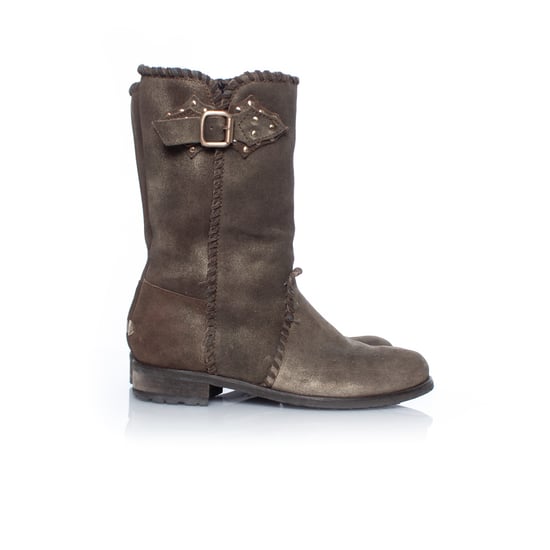 Jimmy Choo Pre-owned Wildleder-Bikerstiefel (Pre-owned) - Khaki - Image 4