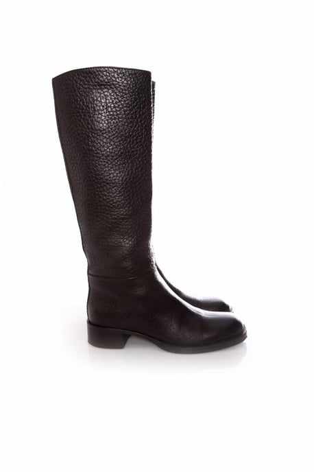 Prada, schwarze Stiefel aus genarbtem Leder. - Image 4