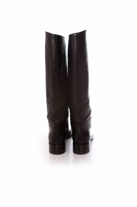 Prada, schwarze Stiefel aus genarbtem Leder. - Image 5