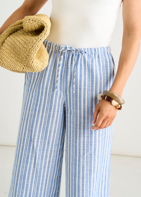 Blau gestreifte Leinen-Mix-Streifenhose - Image 2