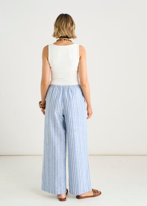 Blau gestreifte Leinen-Mix-Streifenhose - Image 4
