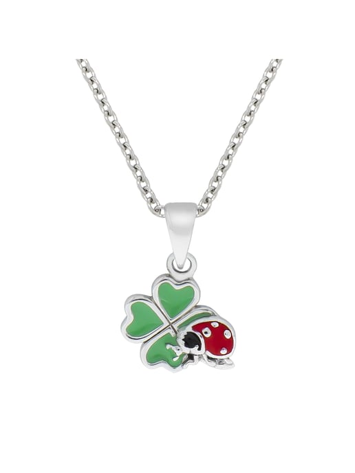 Zeeme for Kids Halskette 925 Sterling Silber Kleeeblatt Marienkäfer Lack - Image 1