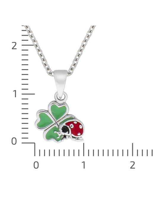 Zeeme for Kids Halskette 925 Sterling Silber Kleeeblatt Marienkäfer Lack - Image 2