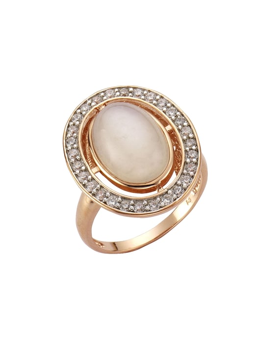 Zeeme Gemstones Ring Silber 925 rosé vergoldet mit echtem Mondstein Zirkonia - Image 1