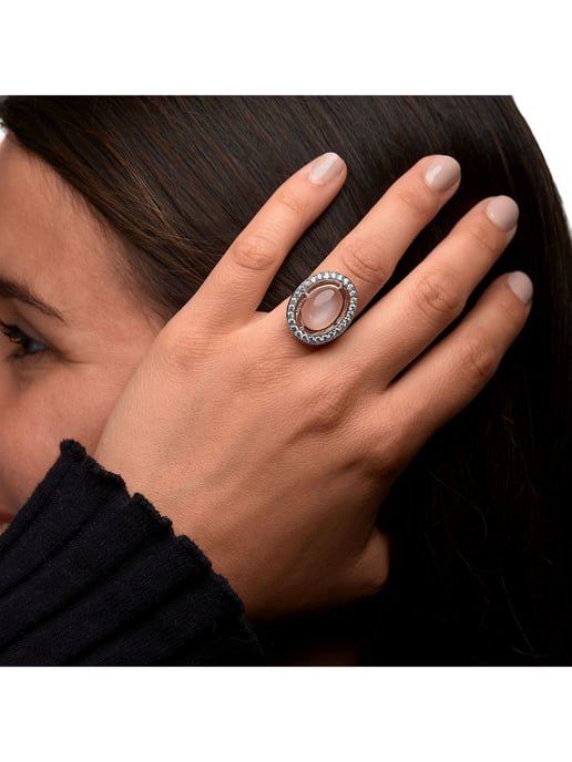 Zeeme Gemstones Ring Silber 925 rosé vergoldet mit echtem Mondstein Zirkonia - Image 2