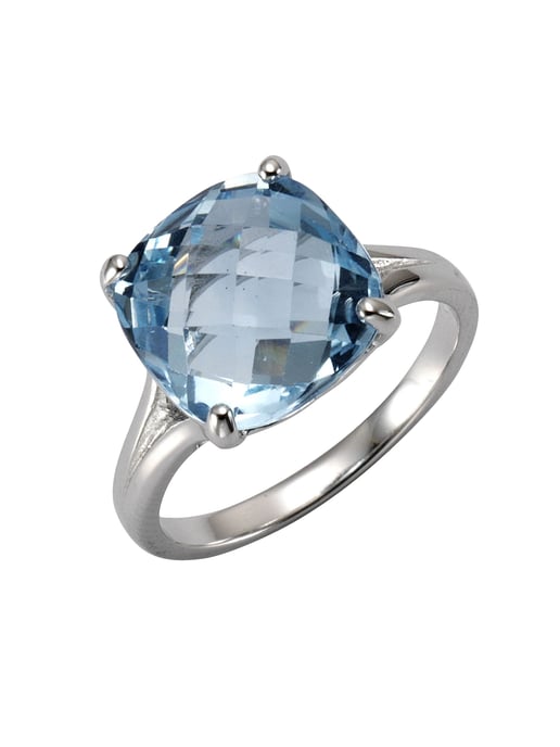 Zeeme Gemstones Ring Silber 925 rhodiniert mit Blautopas (beh.) 12mm - Image 1