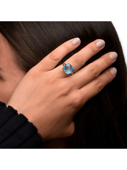 Zeeme Gemstones Ring Silber 925 rhodiniert mit Blautopas (beh.) 12mm - Image 4