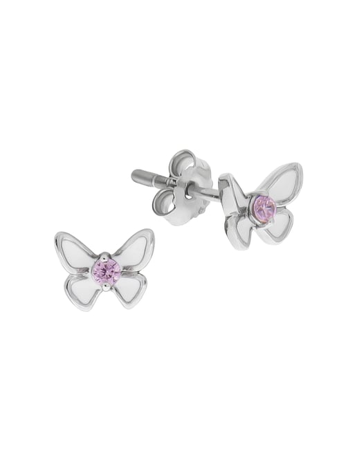 Zeeme for Kids Ohrringe Silber 925 Schmetterling Zirkonia pink - Image 1