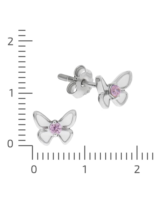Zeeme for Kids Ohrringe Silber 925 Schmetterling Zirkonia pink - Image 2