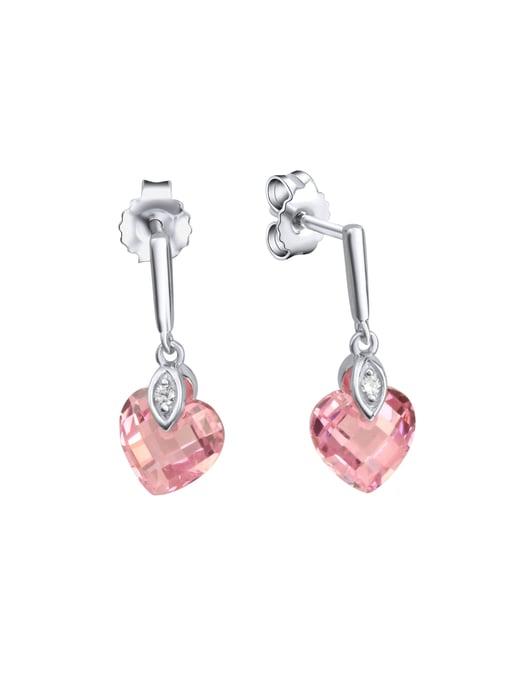 Zeeme for Kids Ohrringe 925 Sterling Silber Zirkonia Herz pink - Image 2