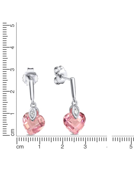 Zeeme for Kids Ohrringe 925 Sterling Silber Zirkonia Herz pink - Image 3