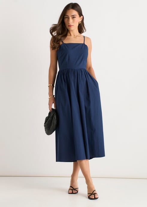 Marineblauer Jumpsuit mit weitem Bein und Riemchen - Image 1