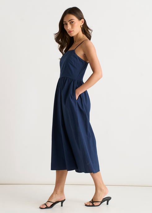 Marineblauer Jumpsuit mit weitem Bein und Riemchen - Image 3