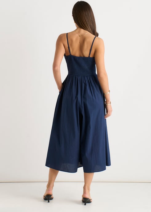 Marineblauer Jumpsuit mit weitem Bein und Riemchen - Image 4