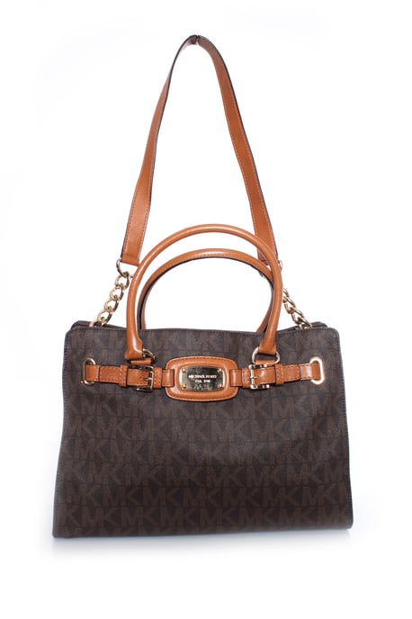 Michael Kors, braune Canvas-Einkaufstasche mit Monogramm. - Image 1