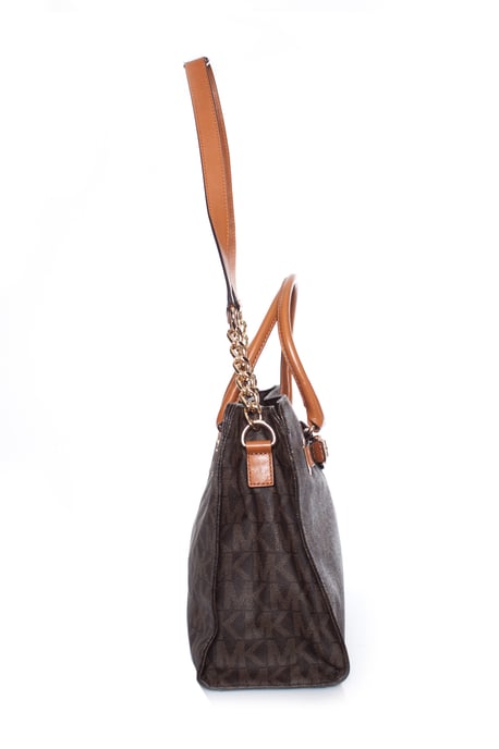 Michael Kors, braune Canvas-Einkaufstasche mit Monogramm. - Image 5