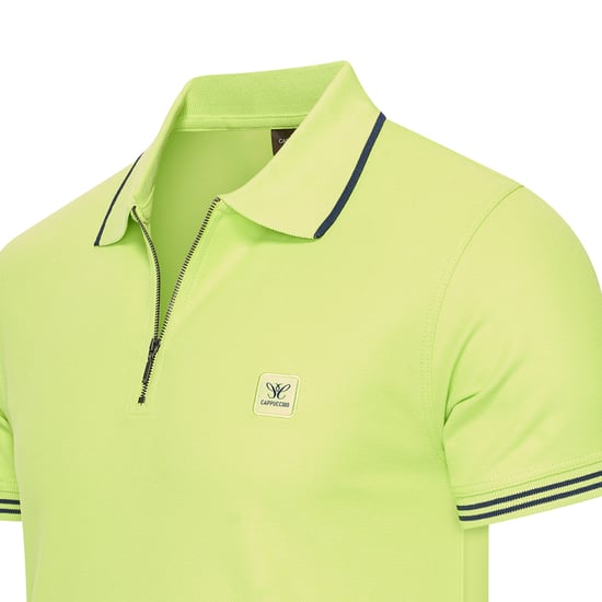 Cappuccino Italia Polo Kurzarm Polo Zip Polo Torino Grün - Image 2