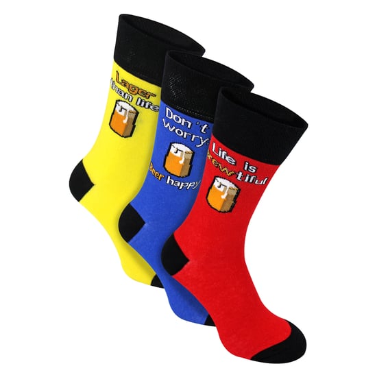3 Paar Herren Freizeit-Socken aus Baumwollmischung | Lustige Essen- und Getränkesprüche | Geschenkidee - Image 1