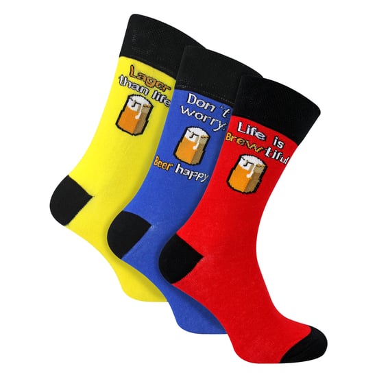 3 Paar Herren Freizeit-Socken aus Baumwollmischung | Lustige Essen- und Getränkesprüche | Geschenkidee - Image 3