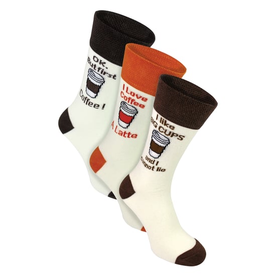 3 Paare Herren Novelty Baumwollreiche Spaßsocken | Lustiger Lebensmittel- und Getränkeslogan | Geschenkidee - Image 1