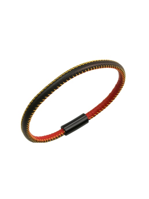 Zeeme Stainless Steel Armband echt Leder mit Deutschland-Farben 23cm - Image 1