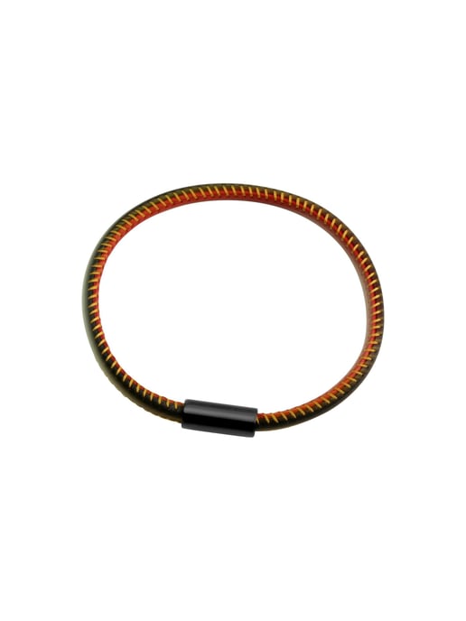 Zeeme Stainless Steel Armband echt Leder mit Deutschland-Farben 23cm - Image 2