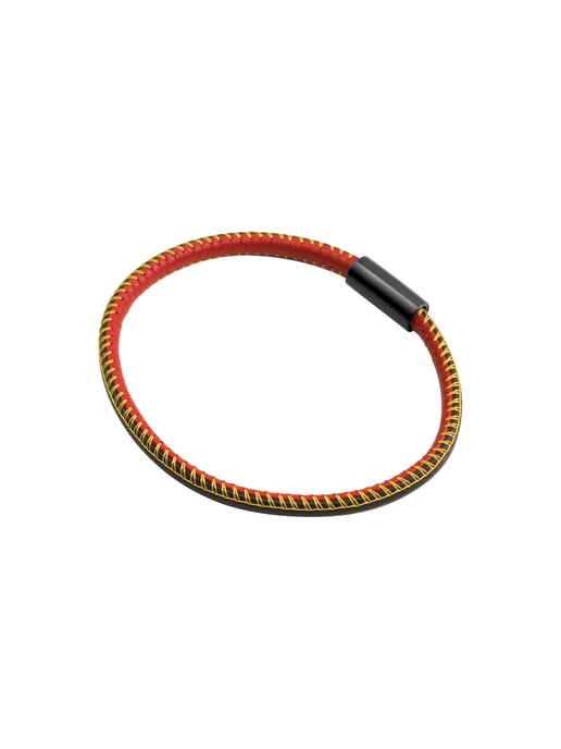Zeeme Stainless Steel Armband echt Leder mit Deutschland-Farben 23cm - Image 3
