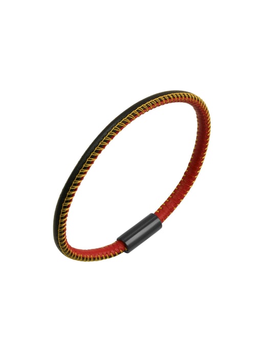 Zeeme Stainless Steel Armband echt Leder mit Deutschland-Farben 23cm - Image 4