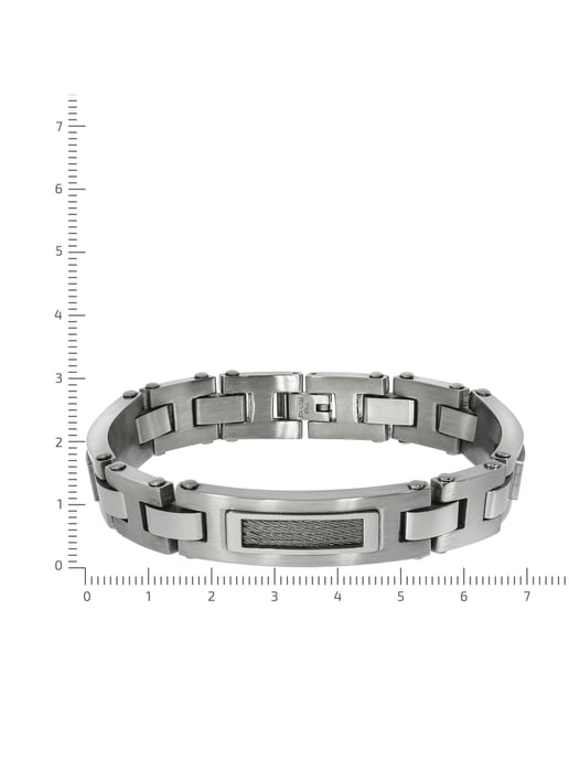 Zeeme Stainless Steel Armband Edelstahl poliert matt mit Stahlseil 21,5cm lang - Image 2