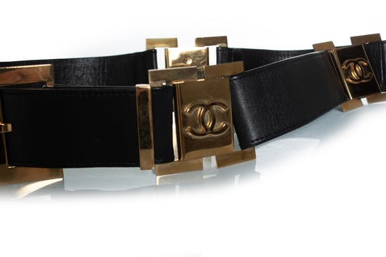 Chanel, Vintage-Gürtel aus schwarzem Leder mit Logo - Image 3