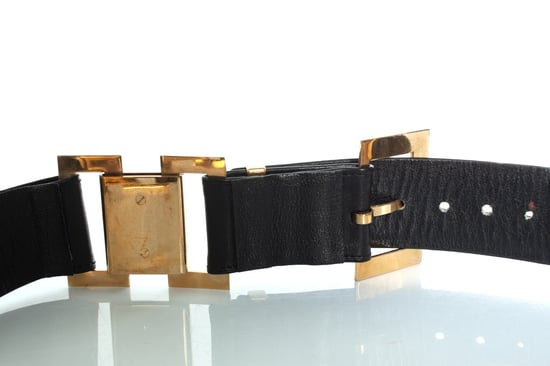 Chanel, Vintage-Gürtel aus schwarzem Leder mit Logo - Image 5