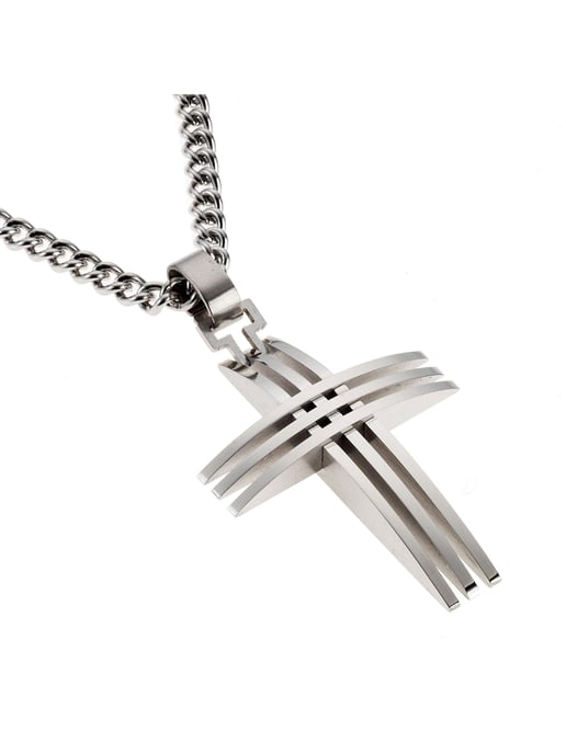 Zeeme Stainless Steel Halskette Edelstahl mit Kreuz-Anhänger 50cm lang - Image 1