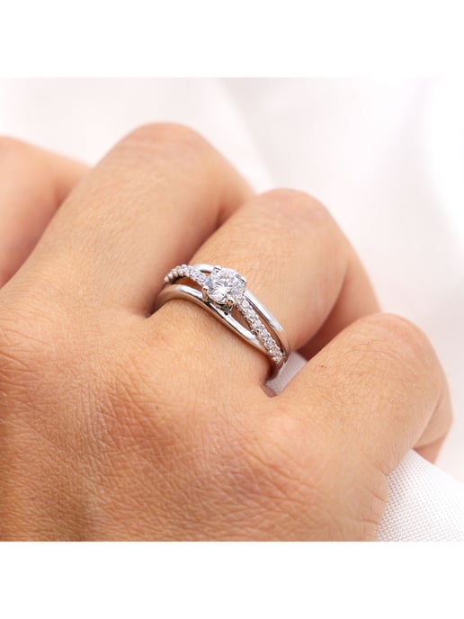 Zeeme Silber Ring Silber 925 rhodiniert mit Zirkonia weiß - Image 1