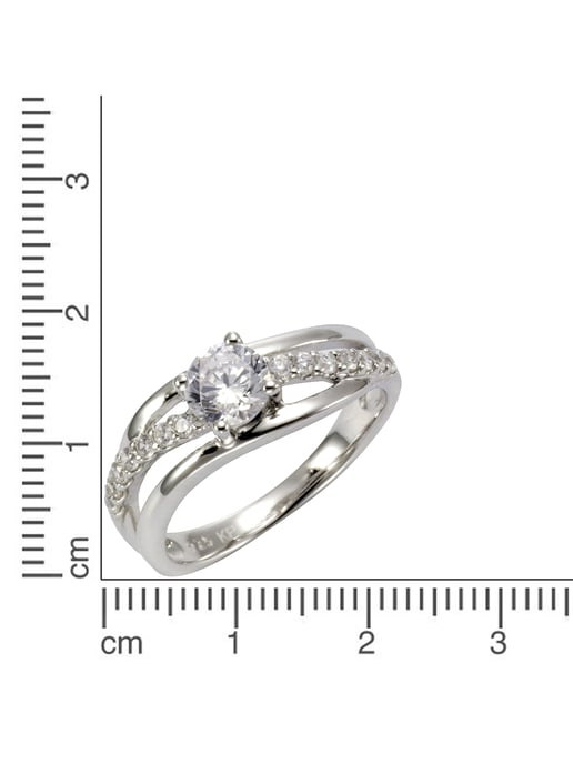 Zeeme Silber Ring Silber 925 rhodiniert mit Zirkonia weiß - Image 2