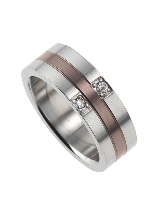 Zeeme Stainless Steel Ring Edelstahl mehrfarbig mit weißen Kristallen - Image 2