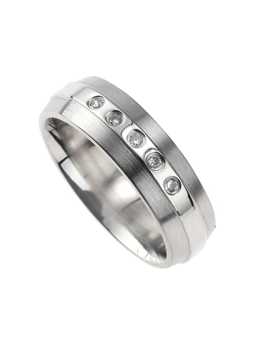 Zeeme Stainless Steel Ring Edelstahl glanz/matt mit weißem Zirkonia - Image 2